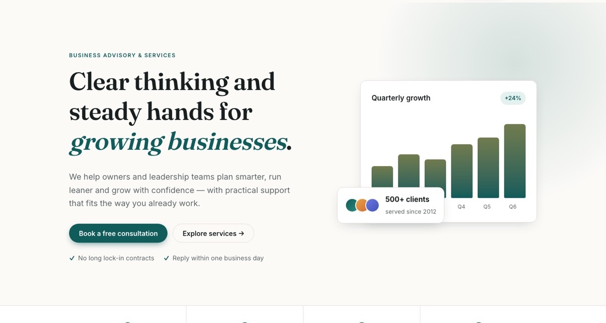 Meridian & Co. business website homepage